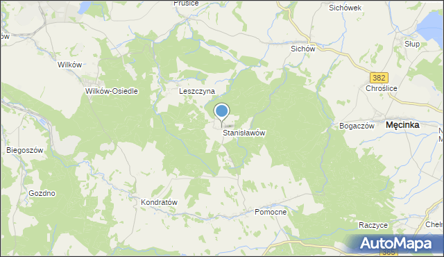 mapa Stanisławów, Stanisławów gmina Męcinka na mapie Targeo