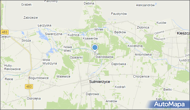 mapa Stanisławów, Stanisławów gmina Sulmierzyce na mapie Targeo