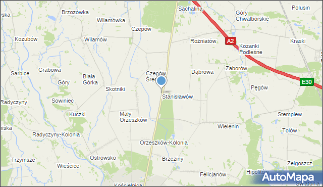 mapa Stanisławów, Stanisławów gmina Uniejów na mapie Targeo