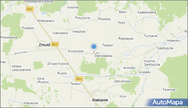 mapa Stanisławów, Stanisławów gmina Żmudź na mapie Targeo