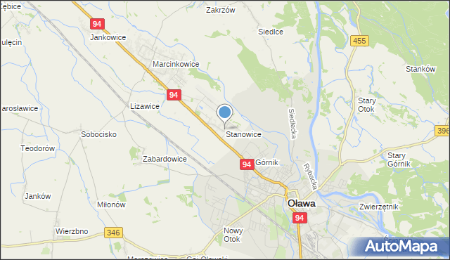 mapa Stanowice, Stanowice gmina Oława na mapie Targeo