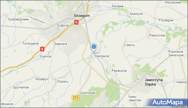 mapa Stanowice, Stanowice gmina Strzegom na mapie Targeo