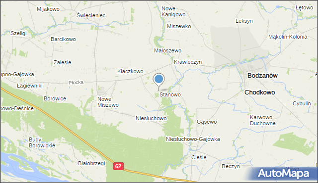mapa Stanowo, Stanowo gmina Bodzanów na mapie Targeo