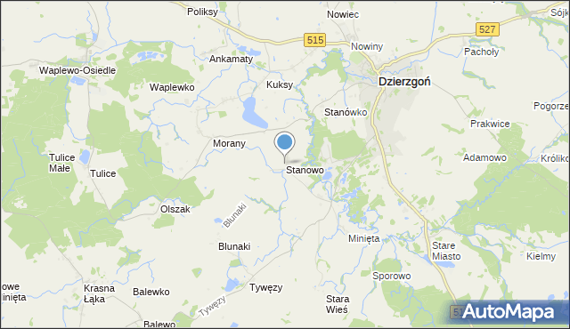 mapa Stanowo, Stanowo gmina Dzierzgoń na mapie Targeo