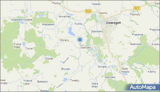 mapa Stanowo, Stanowo gmina Dzierzgoń na mapie Targeo