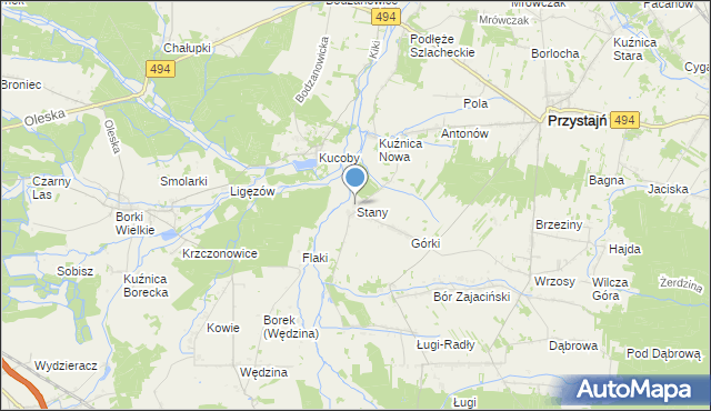 mapa Stany, Stany gmina Przystajń na mapie Targeo