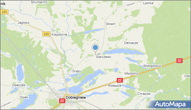 mapa Starczewo, Starczewo gmina Dobiegniew na mapie Targeo