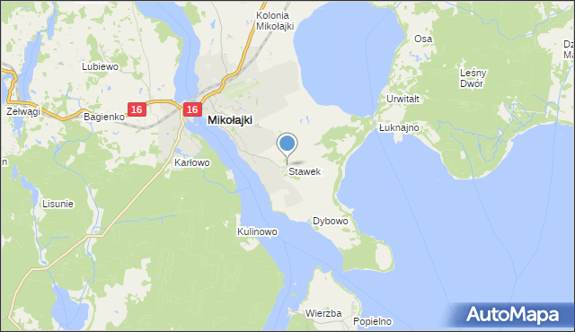 mapa Stawek, Stawek gmina Mikołajki na mapie Targeo