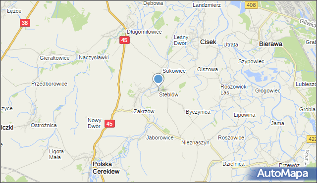 mapa Steblów, Steblów gmina Cisek na mapie Targeo