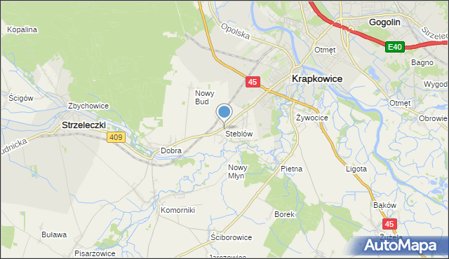 mapa Steblów, Steblów gmina Krapkowice na mapie Targeo