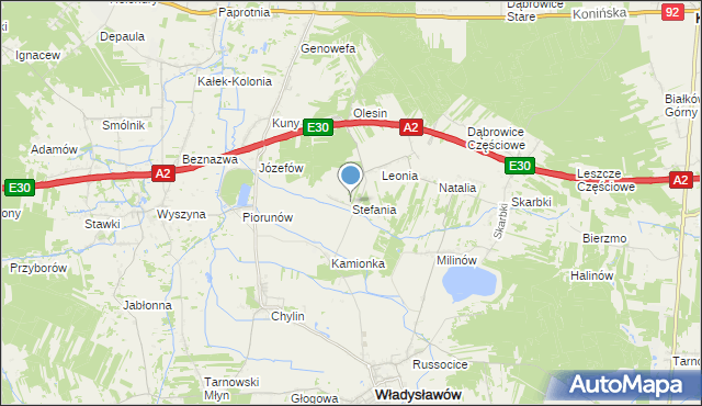 mapa Stefania, Stefania gmina Władysławów na mapie Targeo