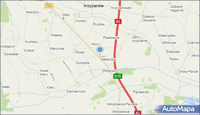 mapa Stefanów, Stefanów gmina Krzyżanów na mapie Targeo