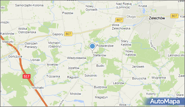 mapa Stefanów, Stefanów gmina Żelechów na mapie Targeo