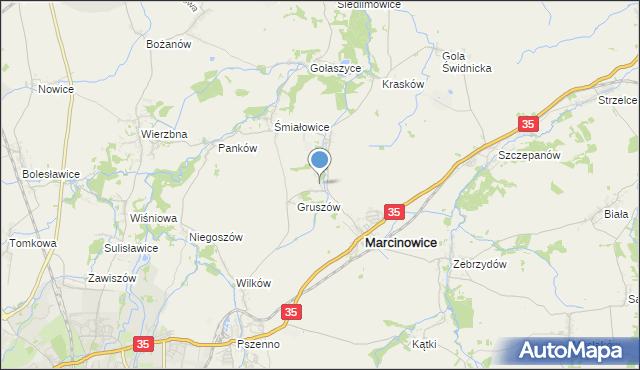 mapa Stefanowice, Stefanowice gmina Marcinowice na mapie Targeo