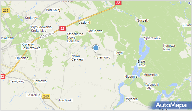 mapa Sternowo, Sternowo na mapie Targeo