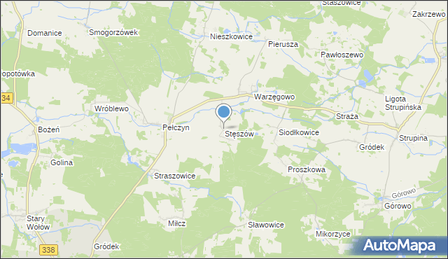 mapa Stęszów, Stęszów gmina Wołów na mapie Targeo