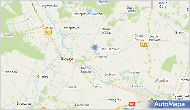 mapa Stoczek, Stoczek gmina Spiczyn na mapie Targeo