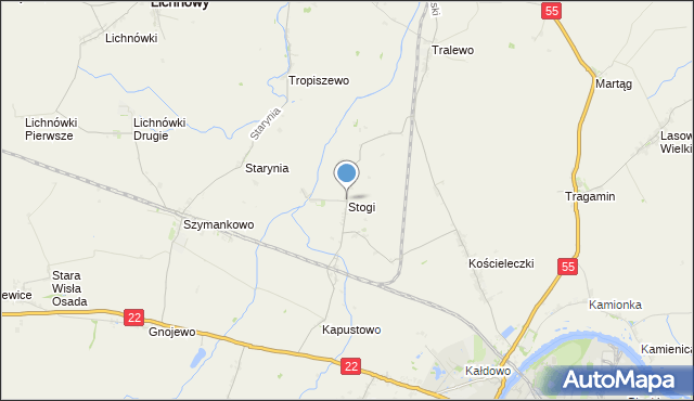 mapa Stogi, Stogi gmina Malbork na mapie Targeo
