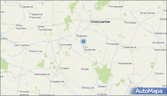 mapa Stojanów, Stojanów gmina Goszczanów na mapie Targeo