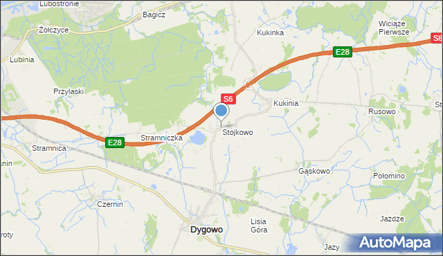 mapa Stojkowo, Stojkowo na mapie Targeo