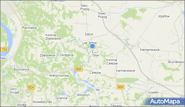 mapa Stok, Stok gmina Końskowola na mapie Targeo