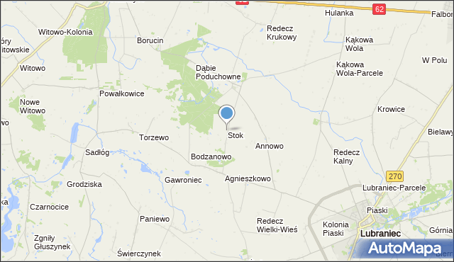mapa Stok, Stok gmina Lubraniec na mapie Targeo