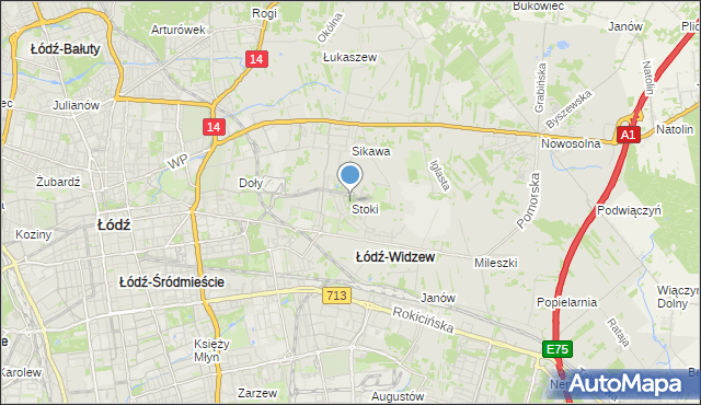 mapa Stoki, Stoki gmina Łódź na mapie Targeo