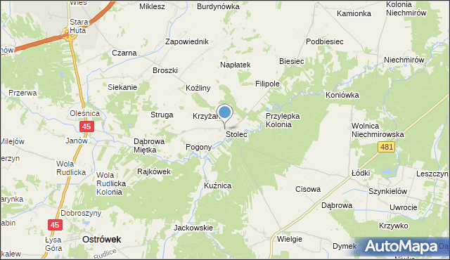 mapa Stolec, Stolec gmina Złoczew na mapie Targeo