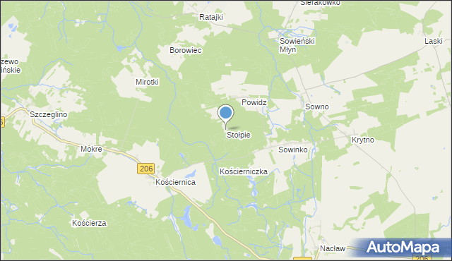 mapa Stołpie, Stołpie gmina Polanów na mapie Targeo