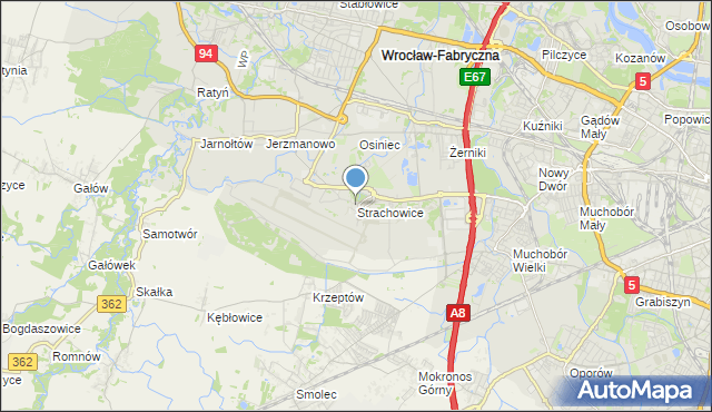 mapa Strachowice, Strachowice gmina Wrocław na mapie Targeo