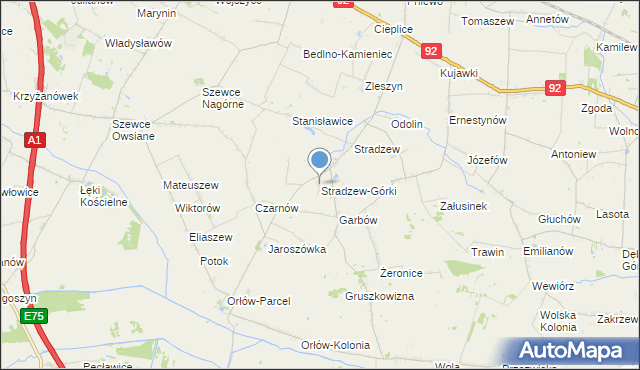 mapa Stradzew-Górki, Stradzew-Górki na mapie Targeo