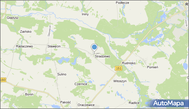 mapa Stradzewo, Stradzewo gmina Choszczno na mapie Targeo