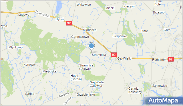 mapa Stramnica, Stramnica gmina Kaźmierz na mapie Targeo