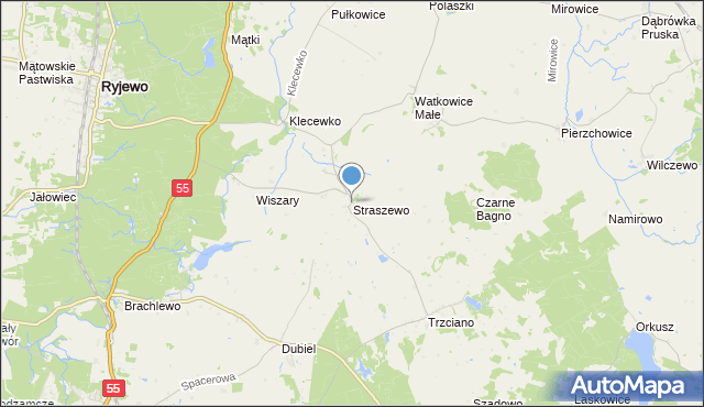 mapa Straszewo, Straszewo gmina Ryjewo na mapie Targeo