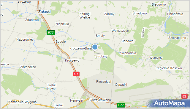 mapa Strubiny, Strubiny gmina Zakroczym na mapie Targeo