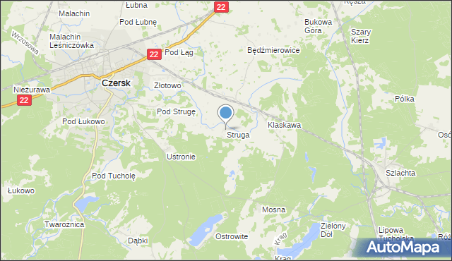 mapa Struga, Struga gmina Czersk na mapie Targeo