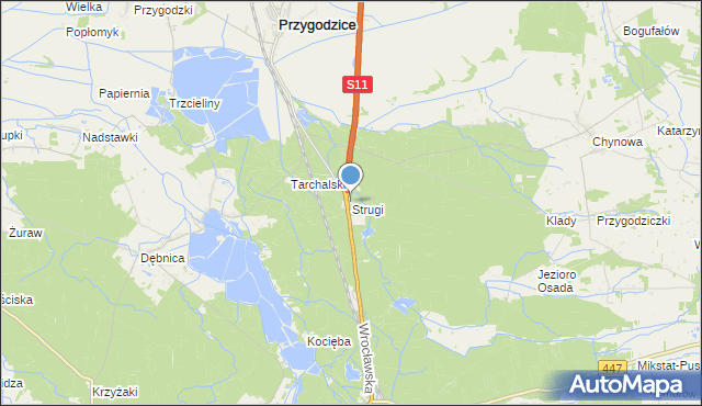 mapa Strugi, Strugi gmina Przygodzice na mapie Targeo