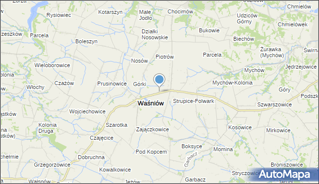 mapa Strupice, Strupice gmina Waśniów na mapie Targeo