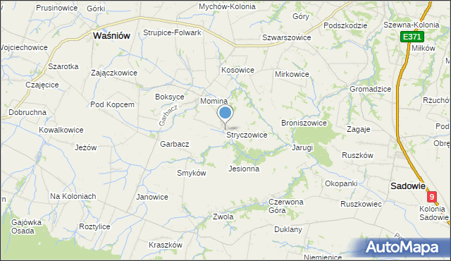 mapa Stryczowice, Stryczowice na mapie Targeo