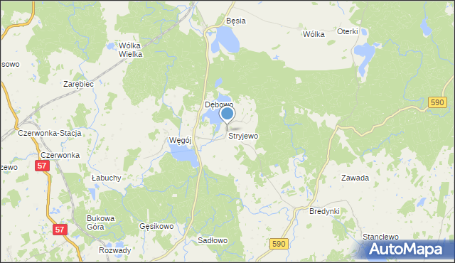 mapa Stryjewo, Stryjewo na mapie Targeo