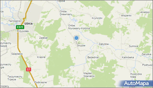 mapa Stryjów, Stryjów na mapie Targeo