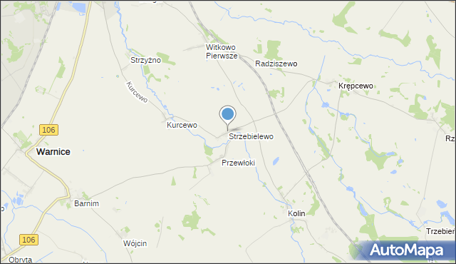 mapa Strzebielewo, Strzebielewo gmina Dolice na mapie Targeo