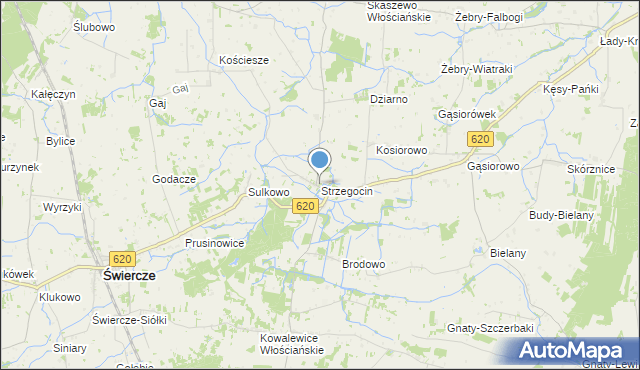 mapa Strzegocin, Strzegocin gmina Świercze na mapie Targeo
