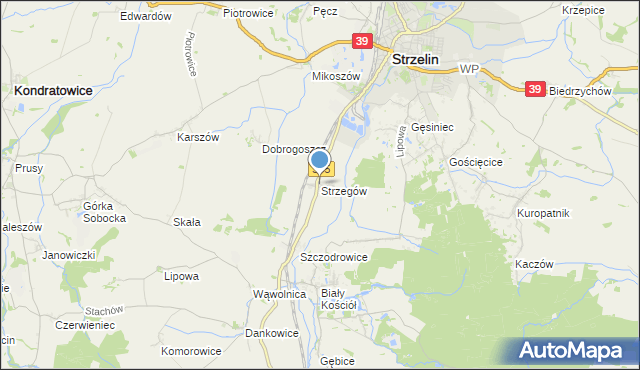 mapa Strzegów, Strzegów gmina Strzelin na mapie Targeo