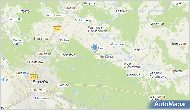 mapa Strzelcówka, Strzelcówka na mapie Targeo