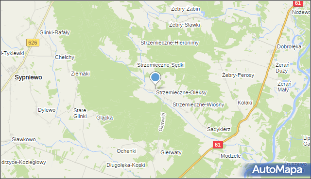 mapa Strzemieczne-Oleksy, Strzemieczne-Oleksy na mapie Targeo