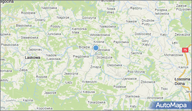 mapa Strzeszyce, Strzeszyce na mapie Targeo