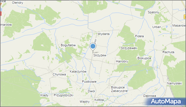 mapa Strzyżew, Strzyżew gmina Sieroszewice na mapie Targeo