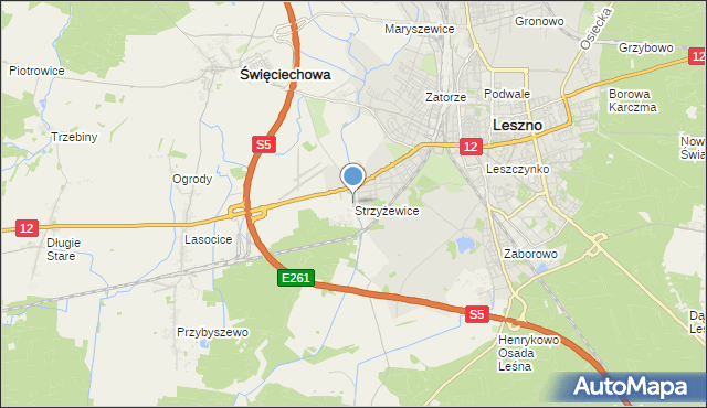 mapa Strzyżewice, Strzyżewice gmina Święciechowa na mapie Targeo