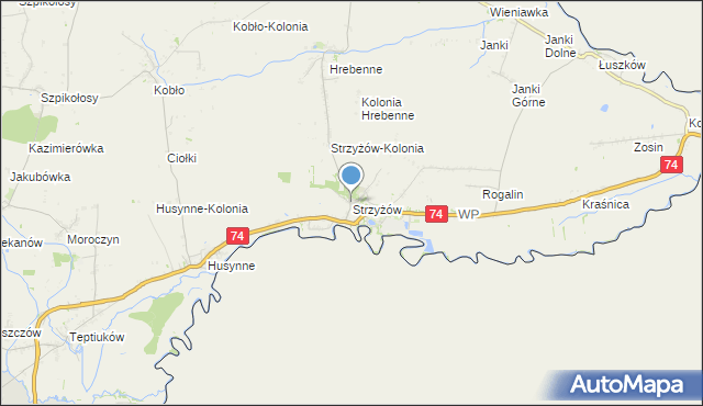 mapa Strzyżów, Strzyżów gmina Horodło na mapie Targeo